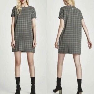 Zara Trafaluc Gray Windowpane Plaid Mini dress